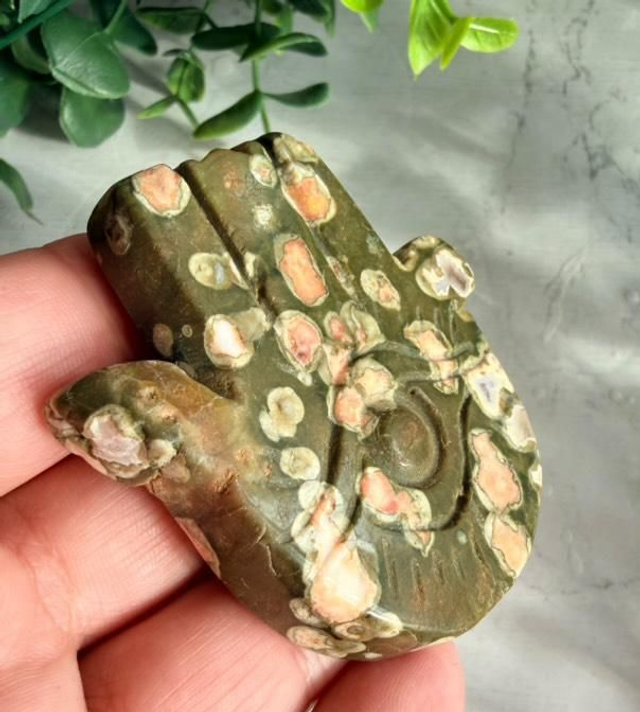 Rainforest Jasper Hamsa Hand
