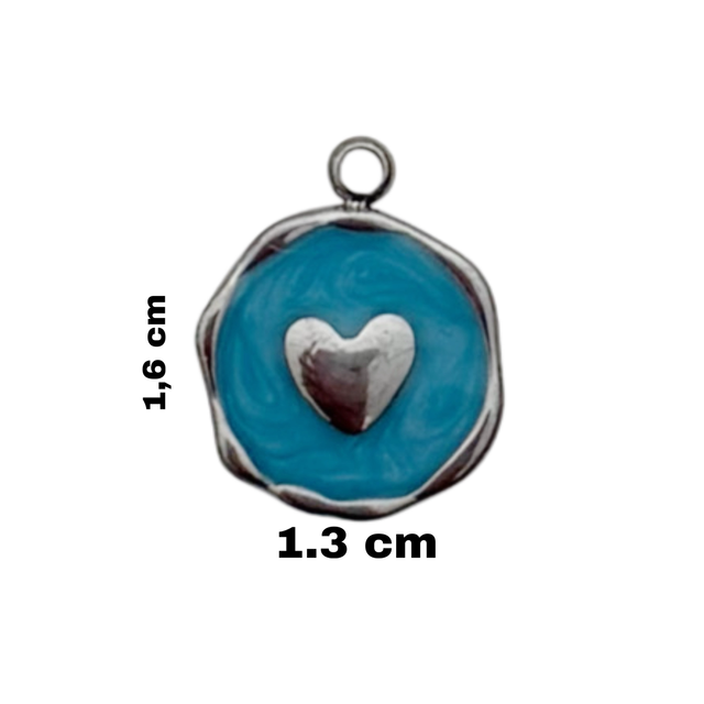 Charm cuore smaltato celeste 