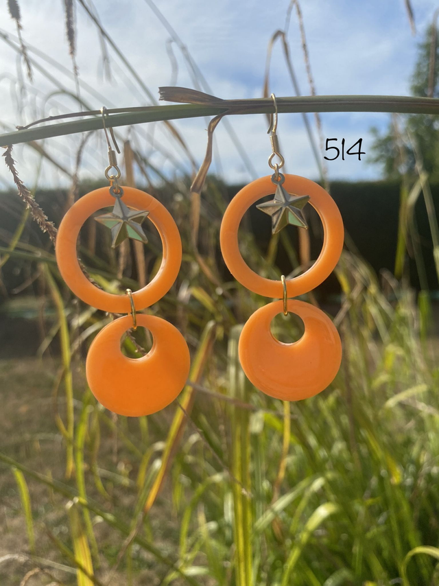 🧡 Boucles d’oreilles “Star Disco”  –  Réf. 514 