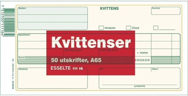 Kvittensblock 50 Blad - A65