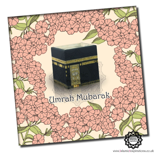 Umrah Mubarak Pink Flowers Greeting Card - UMR004