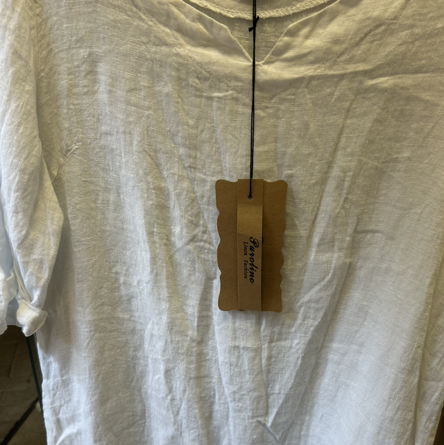 Pure Linen White Dress - Free Size - 1951