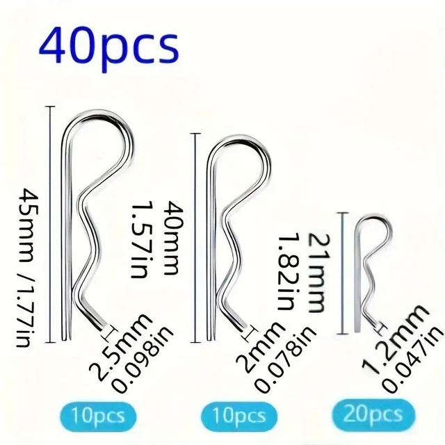 40 Pièces Goupilles Fendues Connecteurs À Ressort 