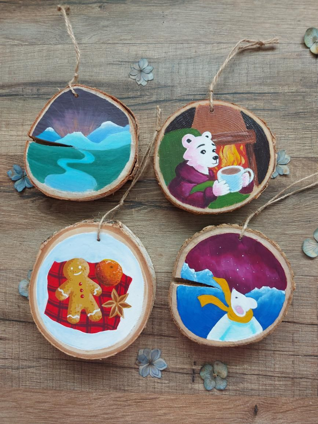 Décoration de Noël à suspendre - grands rondins