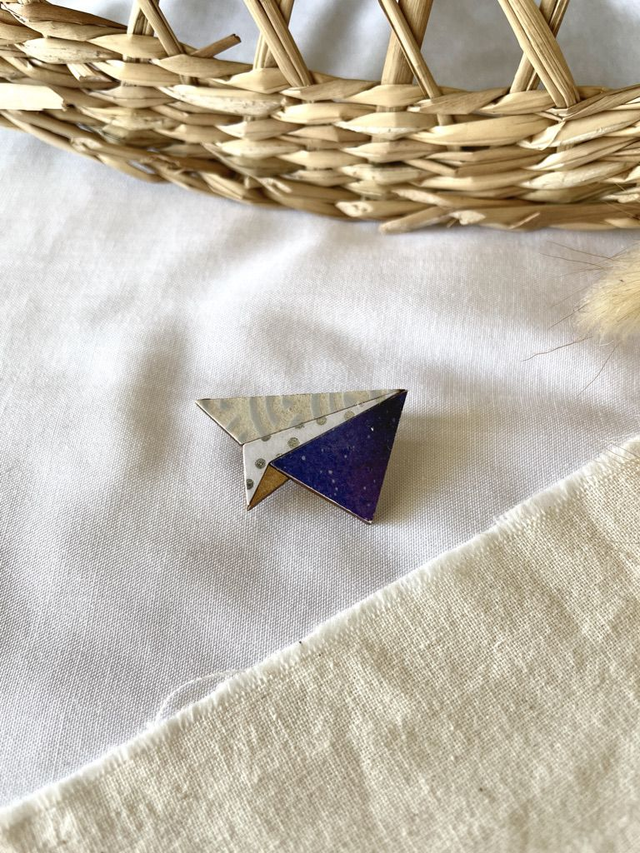 Broche Avion origami - Couleurs variées (bleu)