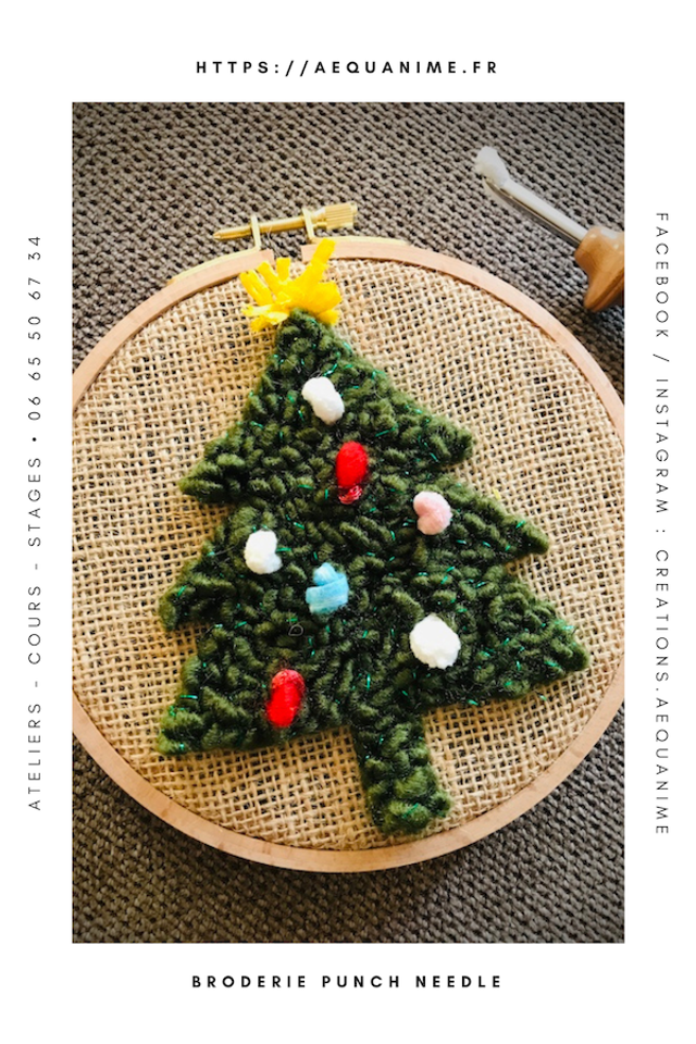 Kit punch needle Sapin de Noël - tout inclus