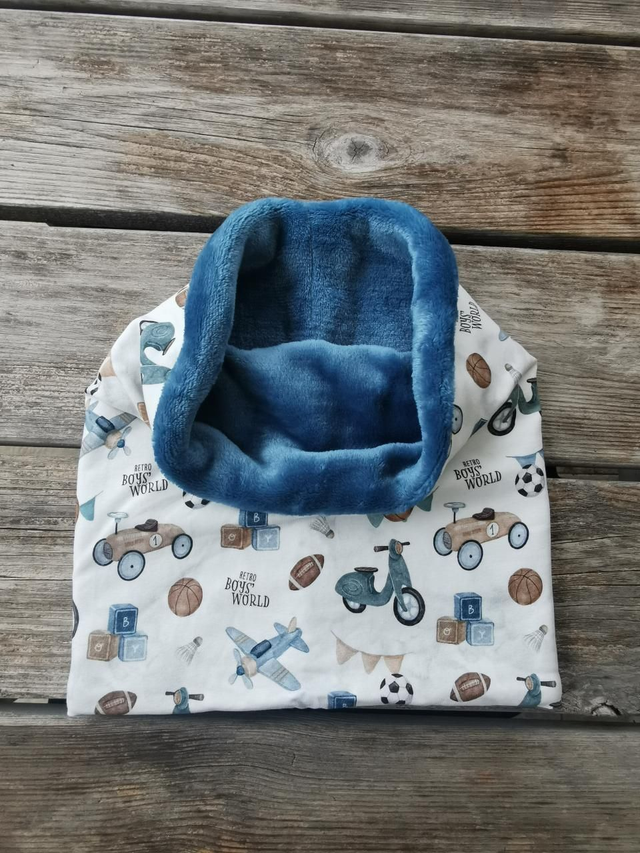 Snood LOUISON vehicule retro bleu 