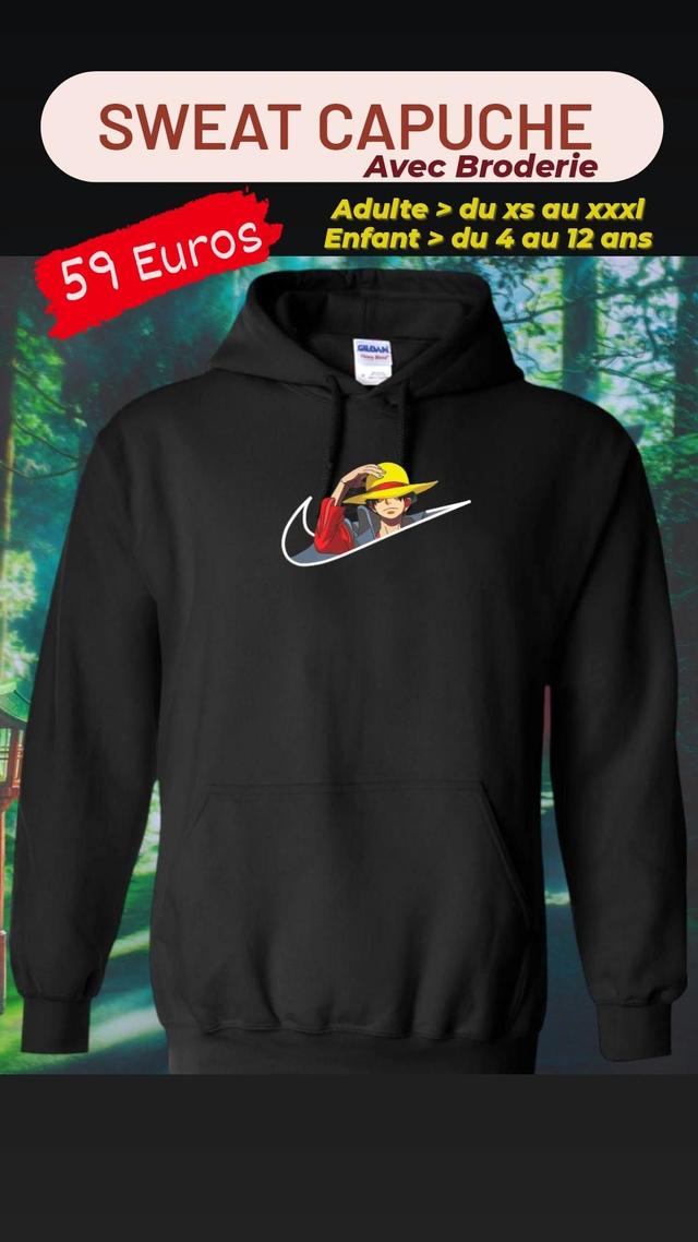 Sweat capuche Luffy chapeau 