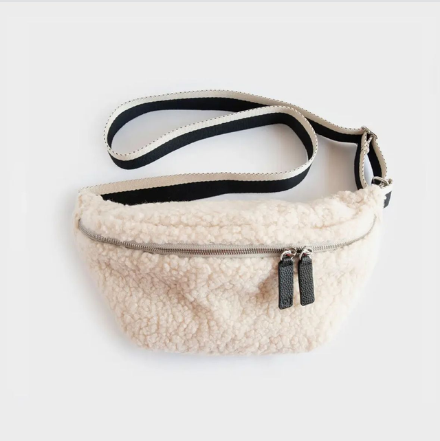 Cream Fluffy Sling Crossbody Bag