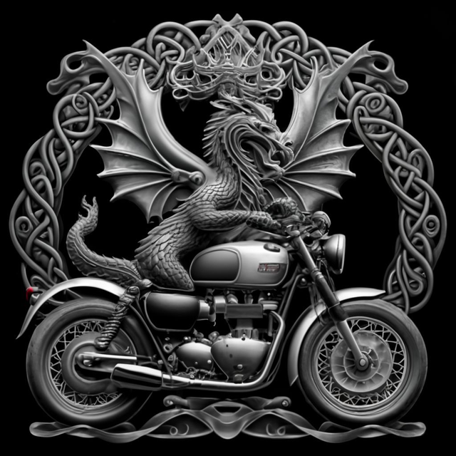 Silver Norse Knot Biker Dragon T-Shirt