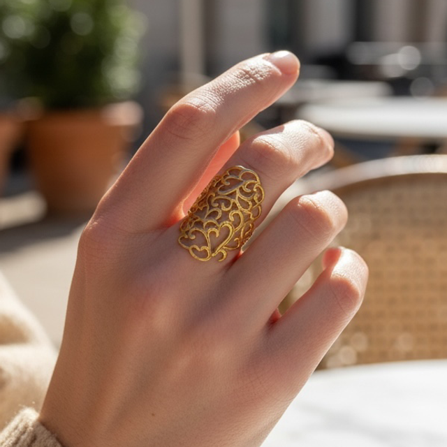 Bague cœur entremêlé haute