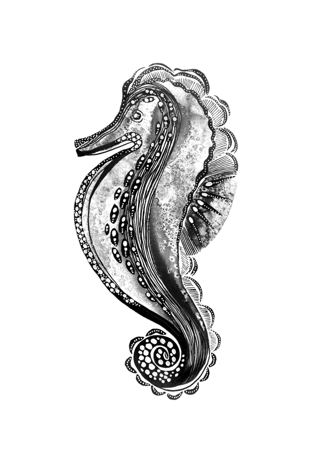 Hippocampe #1 / Collection Minä &amp; Meri / A5, A4, A3, A2 print 