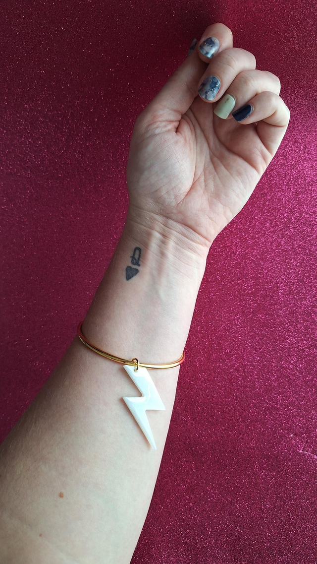 Jonc 68mm doré éclair blanc