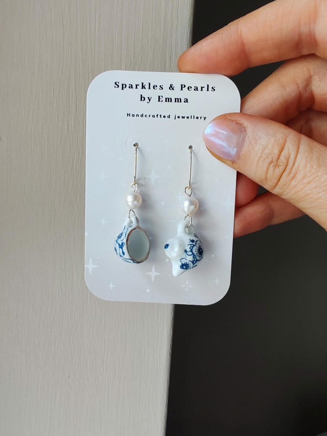 Tea party pearl earrings