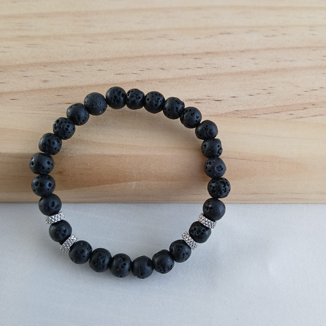 Jongens armband Lavasteen (3.041)