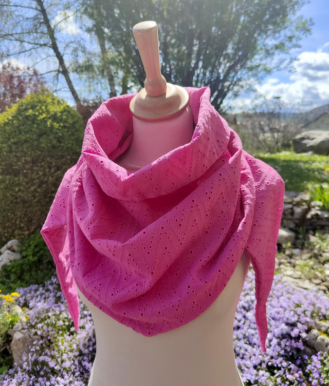Chèche broderie pink
