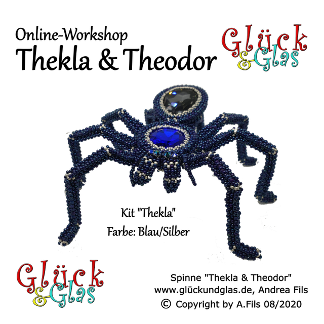 "Spinne Thekla & Theodor", Theodor Blau/Silber