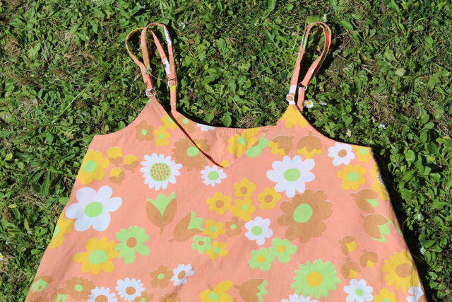 Robe orange à fleurs vintage - Taille 1