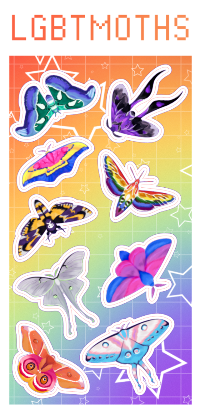 LGBTQ+ Moths "LGBTMOTHS" Sticker Sheet