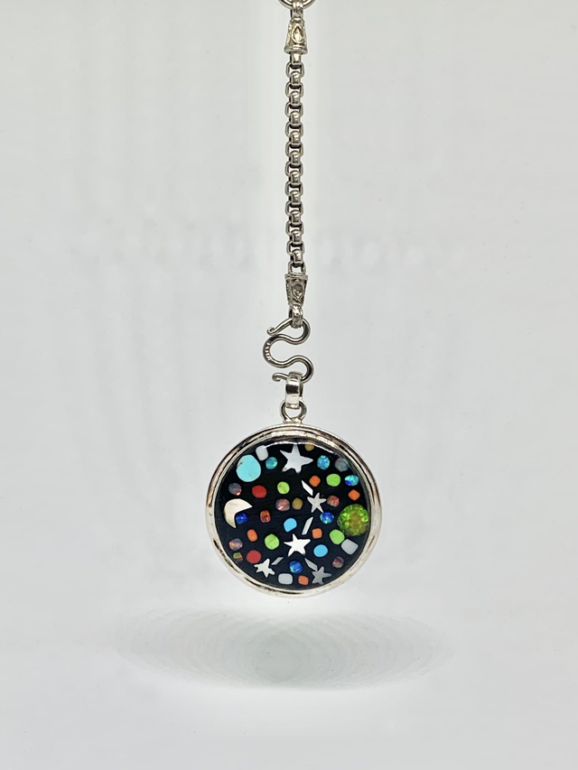 Pendentif Galaxy CANCER argent massif et pierres naturelles