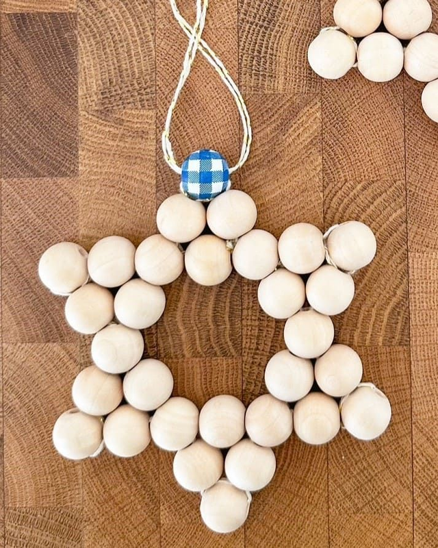 Ma belle étoile, suspension en perles en bois