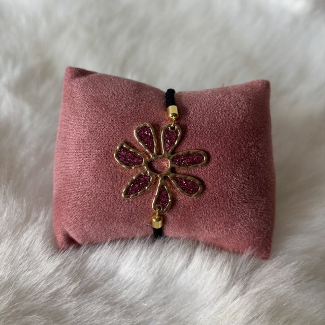 Bracelet Flora rose pailletée 