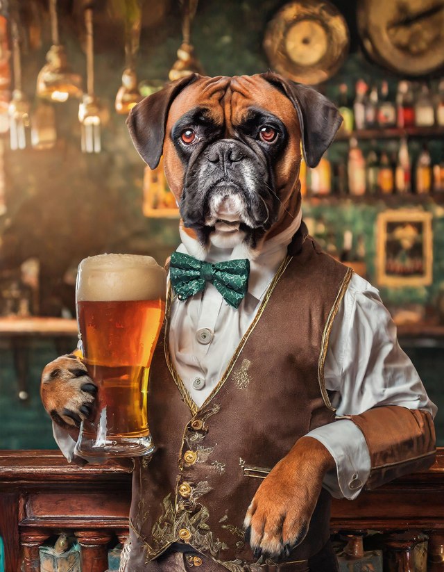 Boxer at the Bar Framed Canvas