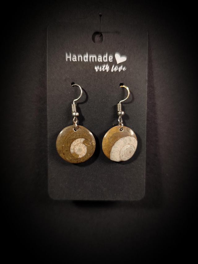 Boucles d&#039;oreilles Fossile Ammonite
Argenté
