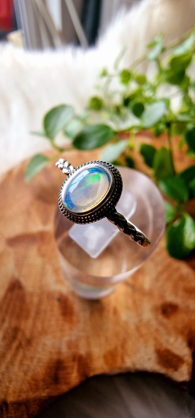 Opal silver ring 925 adjustable 