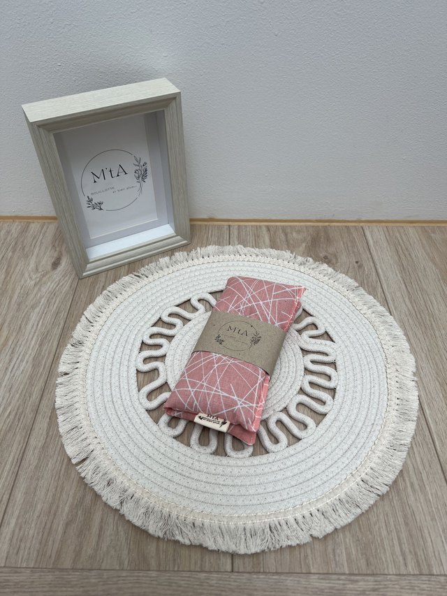 Bouillotte Carrée Saumon striée blanche 