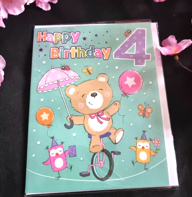 4th BIRTHDAY CARD - 8 X 6 INCHES