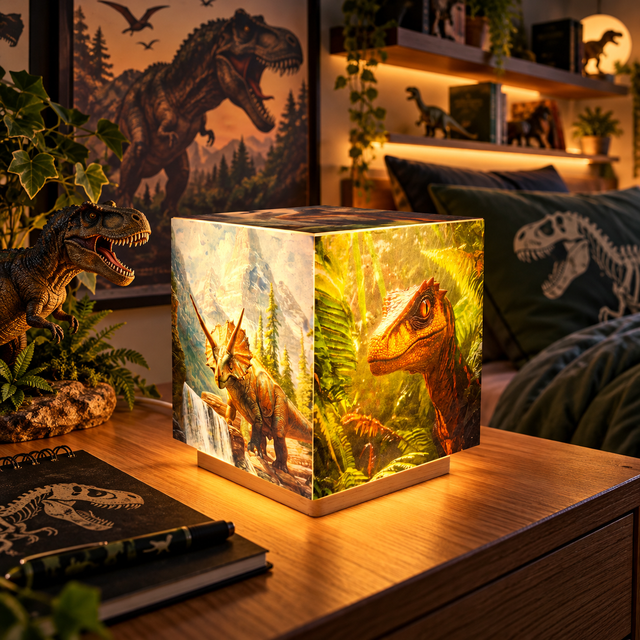 Lampe d'ambiance en cire 12x12cm- "Dinosaures 1"
