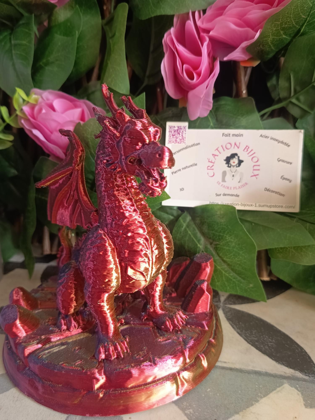 Statue dragon 3 couleurs