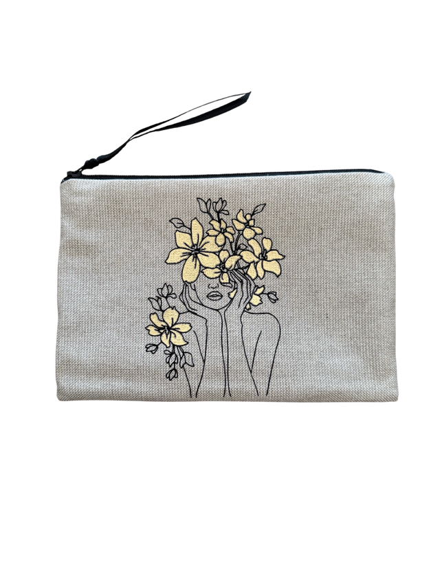 Pochette Série Minimaliste: Femme Buste Face Fleurs
