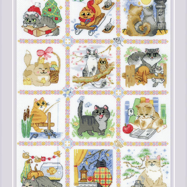 RIOLIS Cat Calendar Counted Cross Stitch Kit 