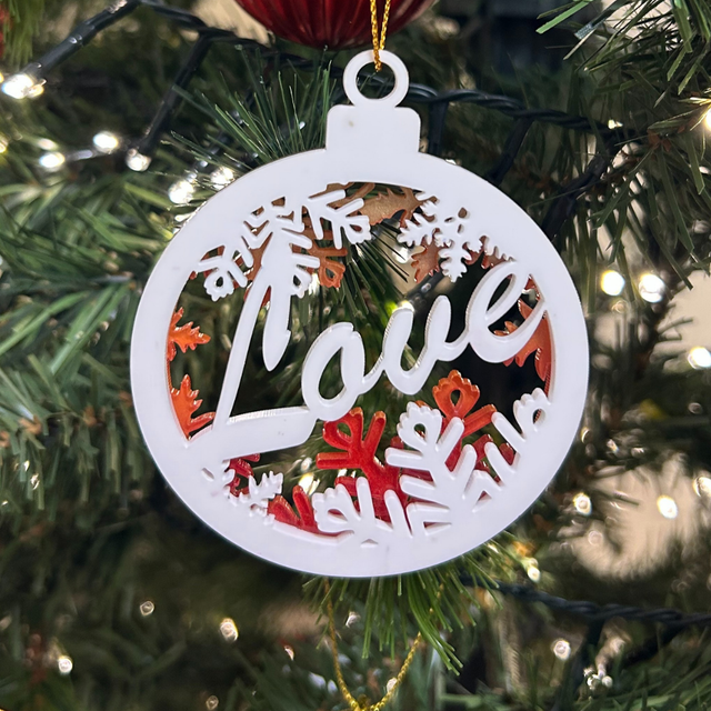 2 x Circular Love Baubles (Red)