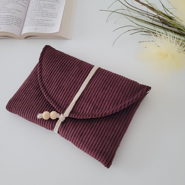 Pochette à livre Zoé velours prune