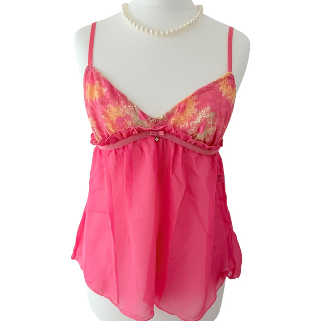 coquette hot pink lace cups cami 
