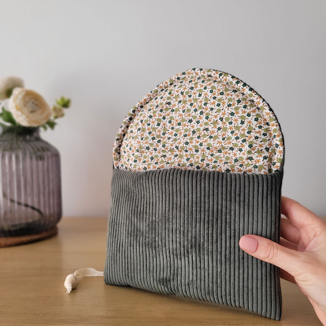 Pochette à livre Zoé velours kaki