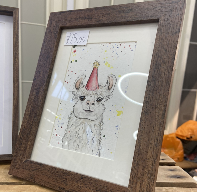Llama-zing! Small Framed Original Artwork 