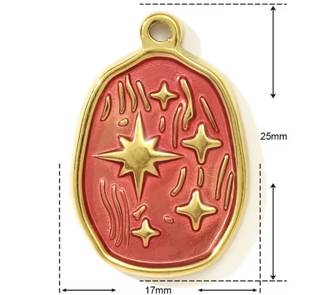 Charm 5 stelle base rossa 