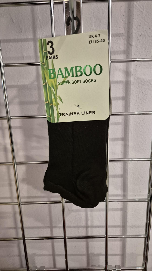 Black Bamboo Trainer Socks