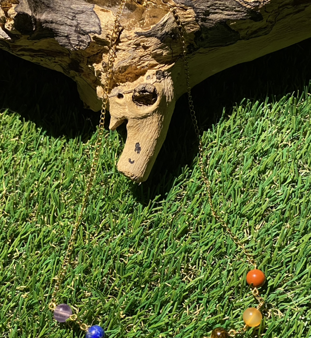 Collier 7 Chakras, acier inoxydable doré