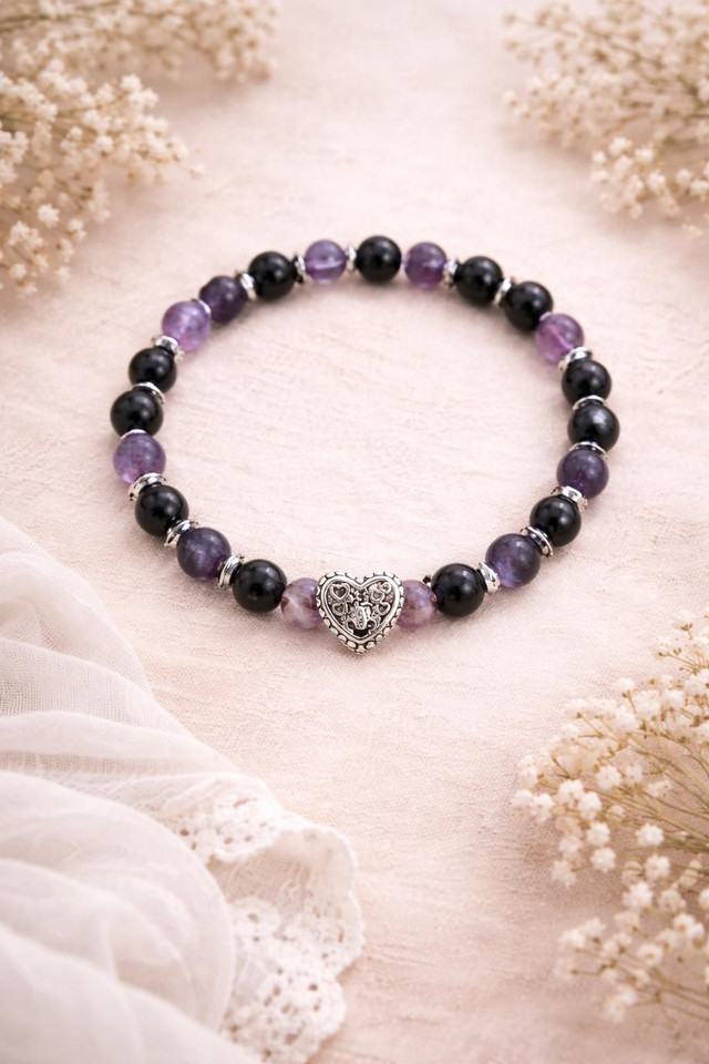 Bracelet Pandolith Tourmaline et Améthyste