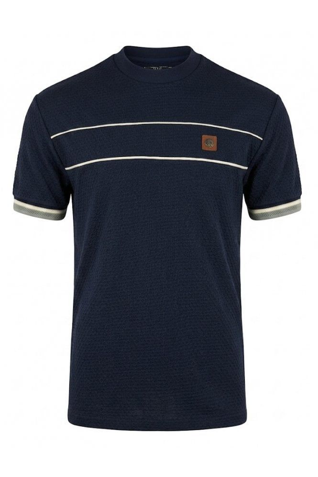 Trojan TR9143 Textured Piped Tee - Navy