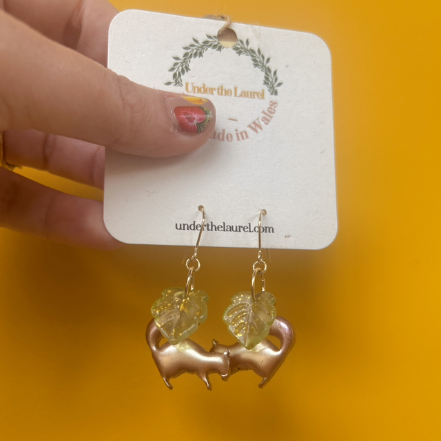 Squirrel and Leaf Earrings