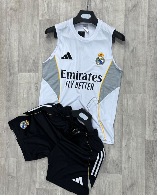 Conjunto completo Tirantes Real Madrid (Blanca) PRE-PARTIDO - Versión Fan - 25-26 