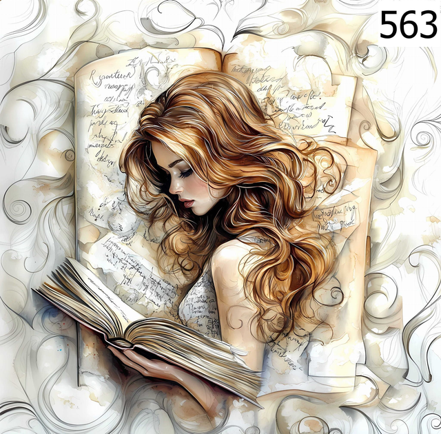 Panneau book girl 1  en velours - 30x30cm  