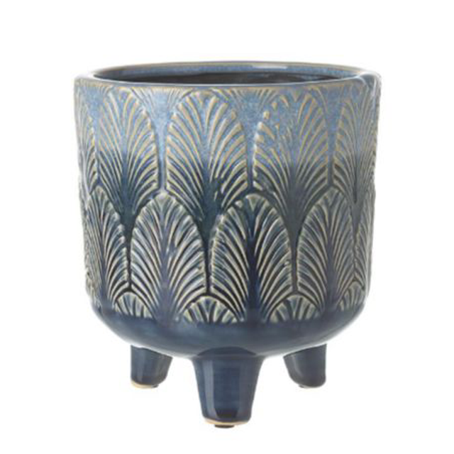 Blue Leaf Pot with Legs 