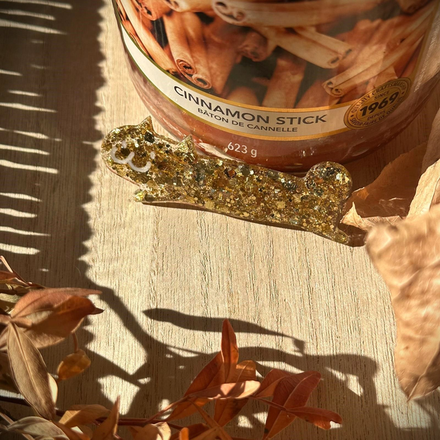 Barrette à cheveux - Chat doré